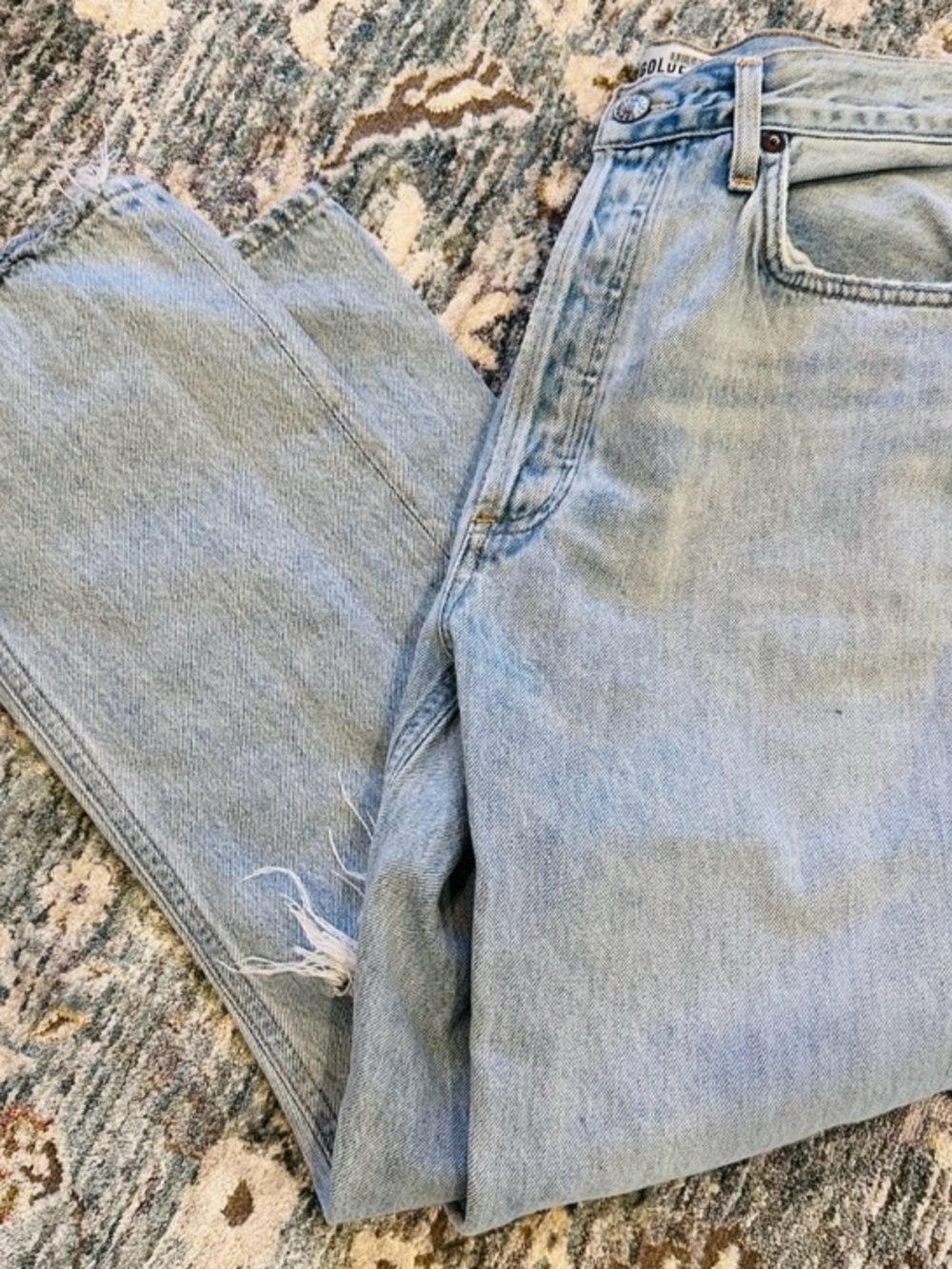 Agolde Riley High Rise Straight Leg Cropped Jeans Distressed Light Wash 27 - Picture 5 of 5